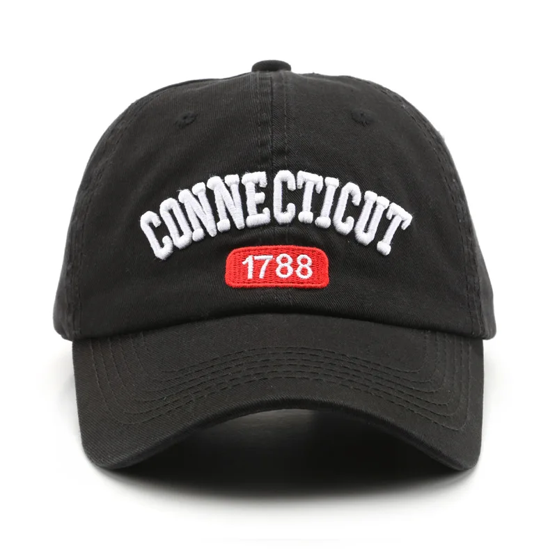 Women's Cap Spring And Autumn Baseball Cap Letters CONNECTICUT Embroidered Snapback Cap Outdoor Sports Men's Caps Sun Protection