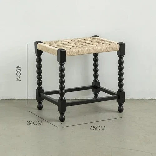 Y Mid-Ancient Solid Wood Shoe Changing Stool Creative Braid Rope Stool Nordic Simple Living Room Foot Bench