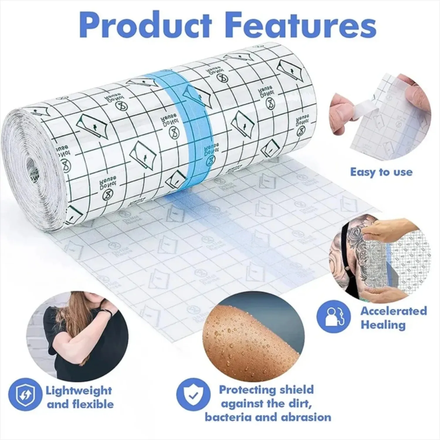 15cm*5M Waterproof Bandages, Clear Adhesive Dressings, Tattoo Transparent Bandage Protectors, Perfect Seal for Swimming Showers