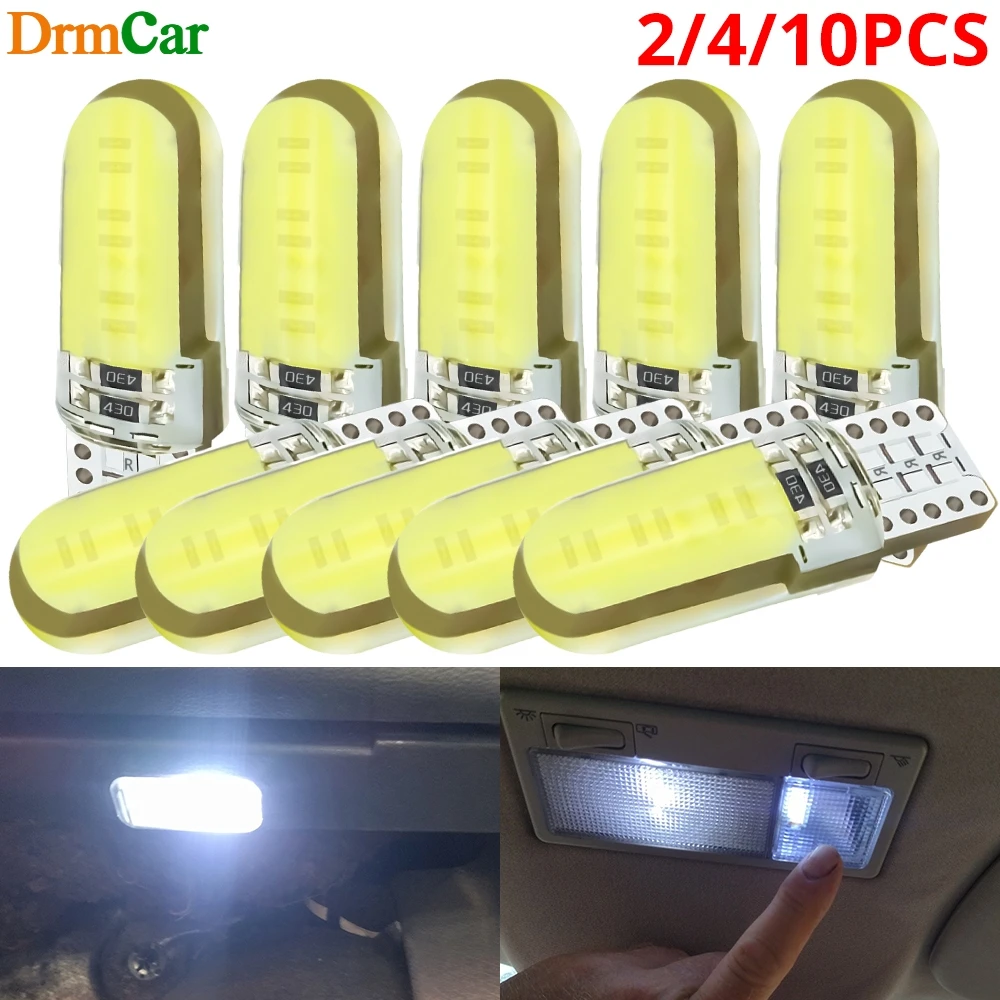 

2/4/10pc T10 W5W 194 Wedge Side Marker Parking Turn Signal Light COB LED Silicagel Car Dome Reading Lamp Auto License Plate Bulb