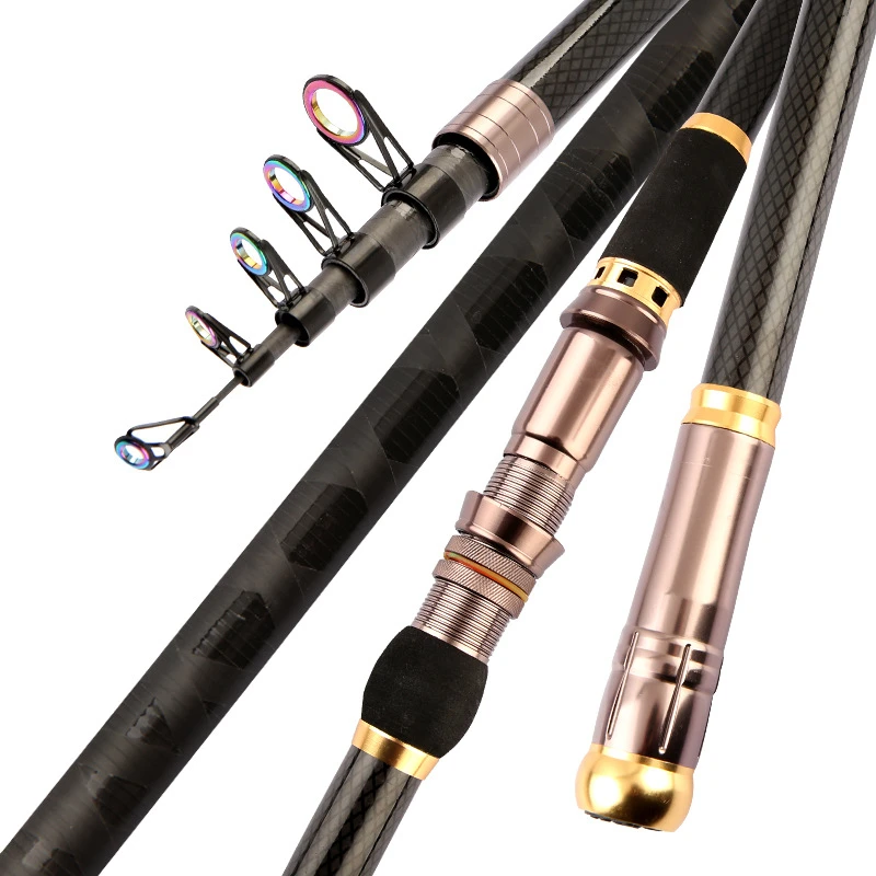 

Super Hard Carbon Fiber Telescopic Fishing Rod Dual-use Long Throwing Hand Rod Pesca Carp Ultra Light Fishing Rod 2.1-4.5m