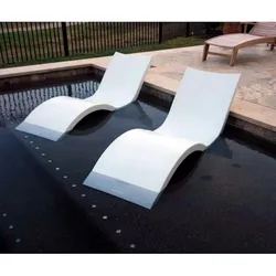2PC Outdoor Deck Pool Lounge Chair Swimming Pool Garden Reclining Chair in Water Chaise Ledge Sun Lounger
