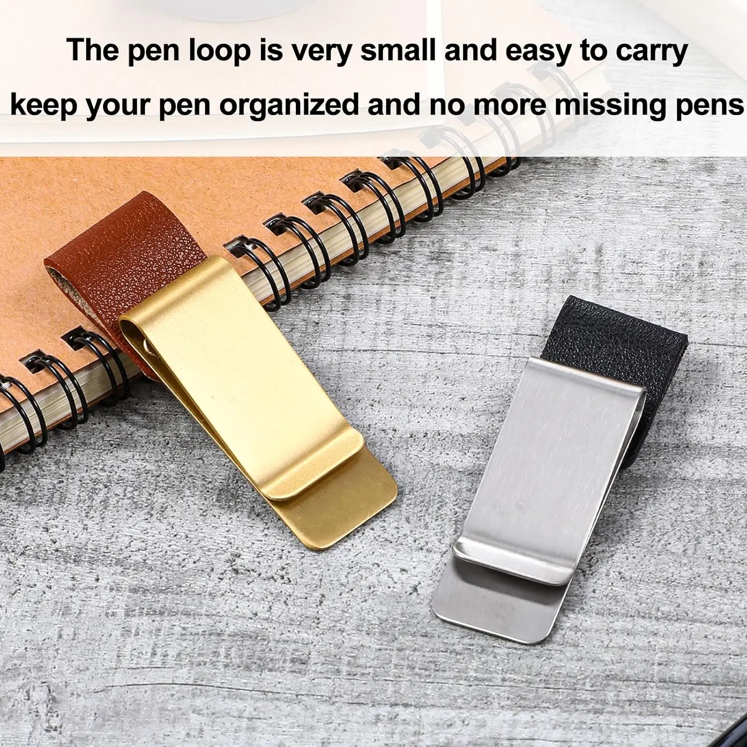 2Pcs PU Leather Pen Clips For Metal Pens Loop Holder Notebook Pens Clip For Journal Notebooks Planner Clipboard Office