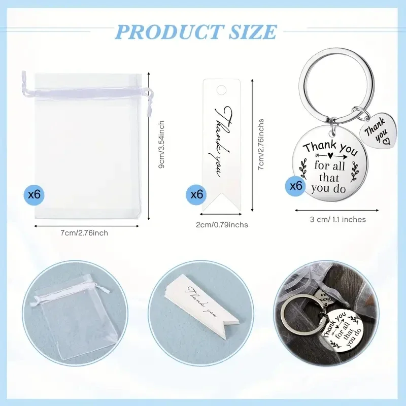

18 шт. брелки с благодарностью сотрудников с благодарностью и сумками из органзы для учителя, коллег, офисные подарки, дружба