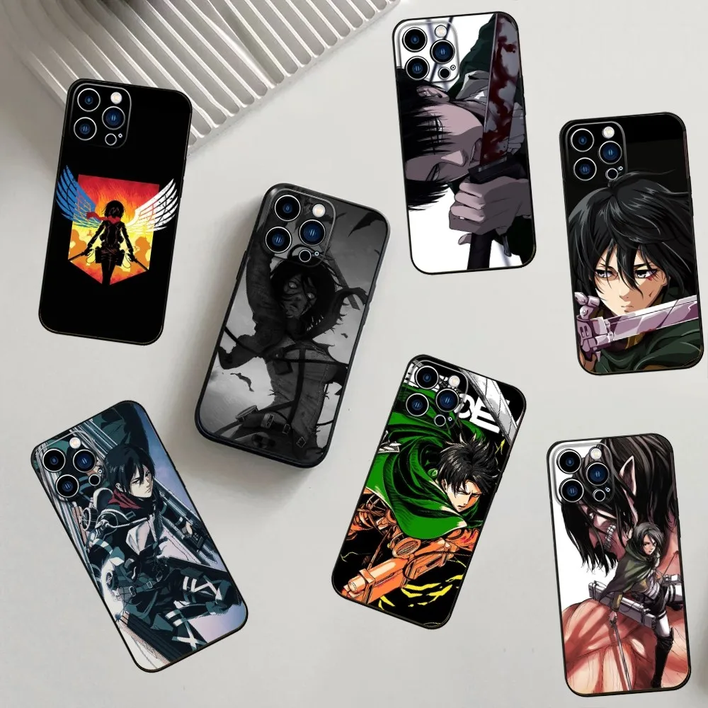 Phone Case For iPhone 16,15,14,13,12,11,Pro,X,XS,Max,XR,Plus,Mini A-Attack on T-Titan  Silicone Black Shockproof TPU