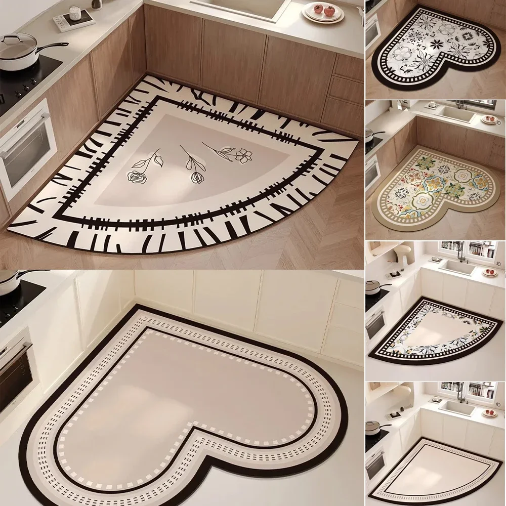 

Kitchen Diatomaceous Earth Floor Mat, No Cleaning, Oil Proof, Waterproof, Anti Slip, Heart-shaped Foot Mat Absorbent Door Carpet