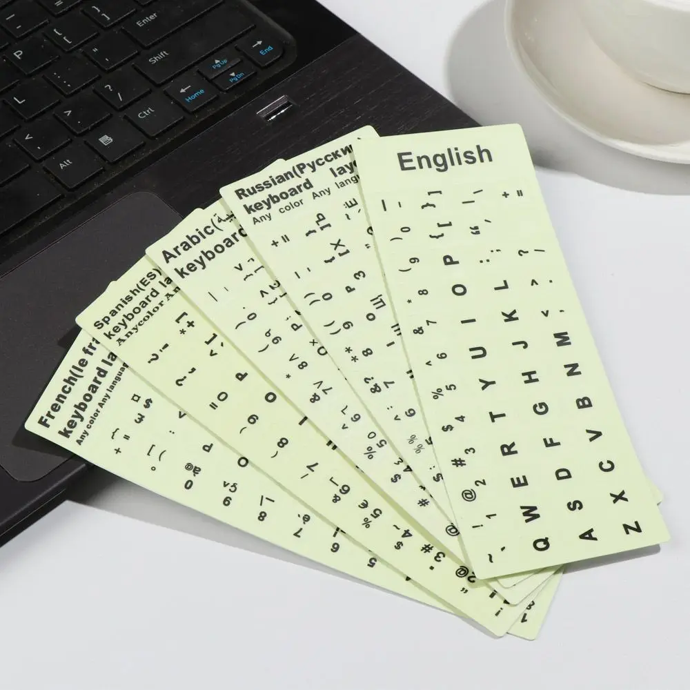 Wear-resistant Multiple Language Deutsch Russian Letter Spanish Protective Film Alphabet Layout Luminous Keyboard Stickers