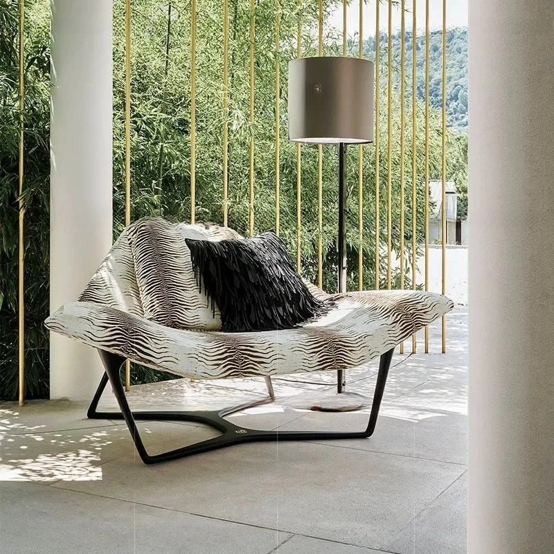 Light luxury fabric sofa chair villa living room modern design advanced sense lazy leisure leopard print recliner