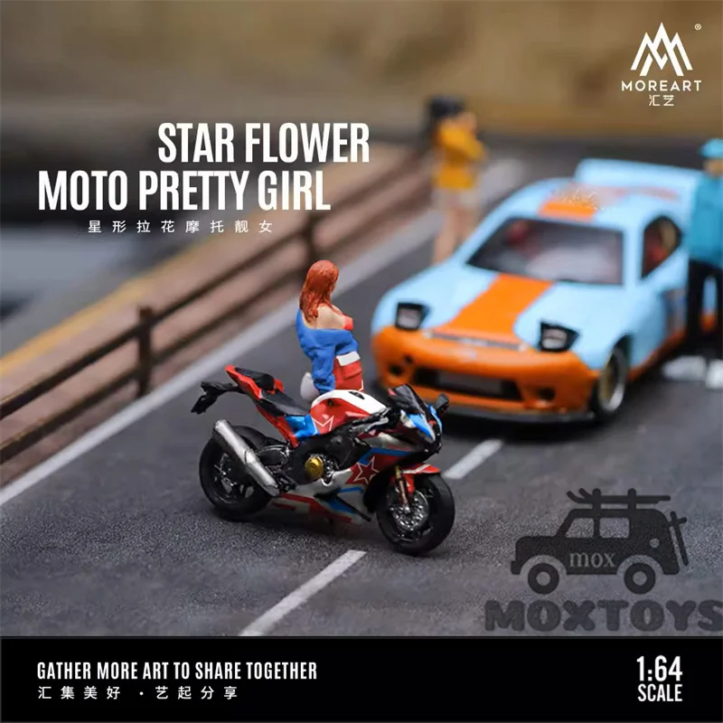 MoreArt 1:64 STAR FLOWER MOTO PRETTY GIRL Figure Set Dioramas