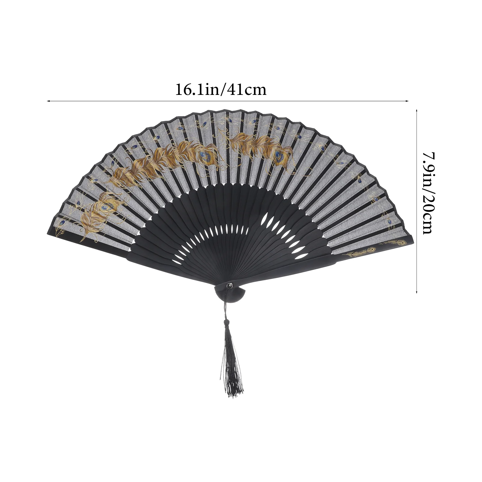 ヴィンテージ折りたたみ孔雀羽根パターンハンド女性用折りたたみ式ダンス小道具夏旅行アクセサリー和風竹