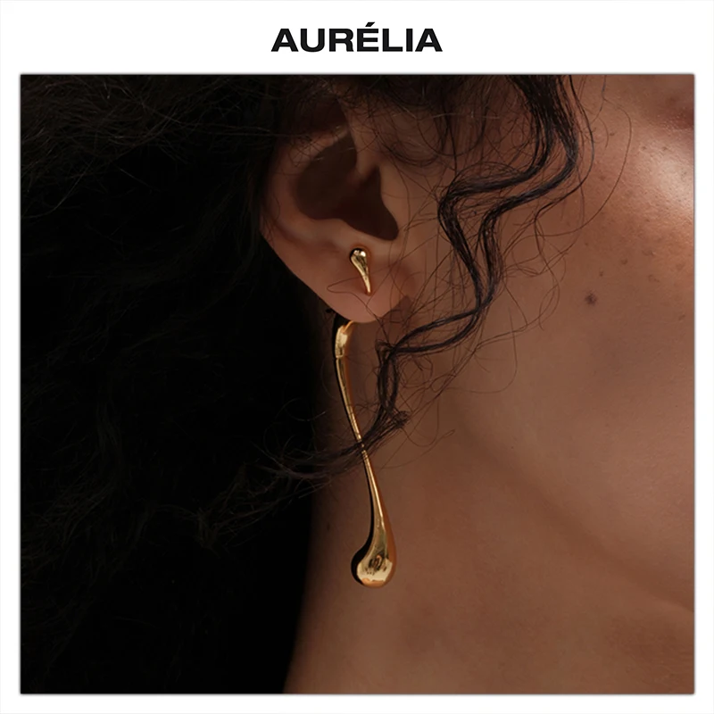 

Fashion Long Lines Gold Silver Water Droplet High Quality Earrings Women Europe Designer Minimalist Jewelry