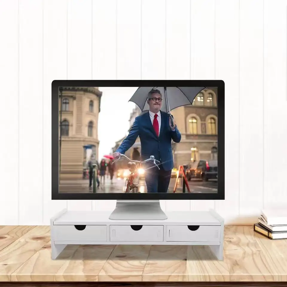 Ergonomischer Halbkreisförmiger 3-Schubladen Schreibtisch-Organizer |   Monitorständer und Laptop-Ständer