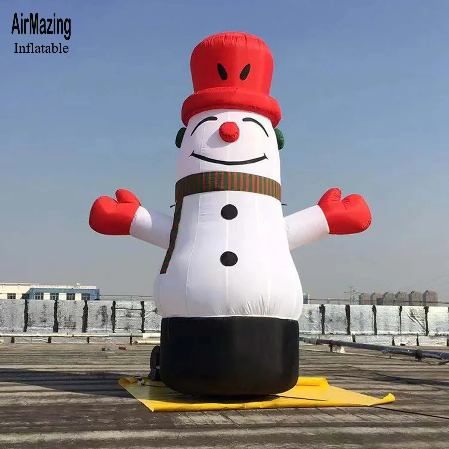 Pupazzo di neve gonfiabile di natale gigante illuminato da 20 piedi con ventilatore per la decorazione dell'iarda di natale all'aperto giardino prato festa di natale esplosione