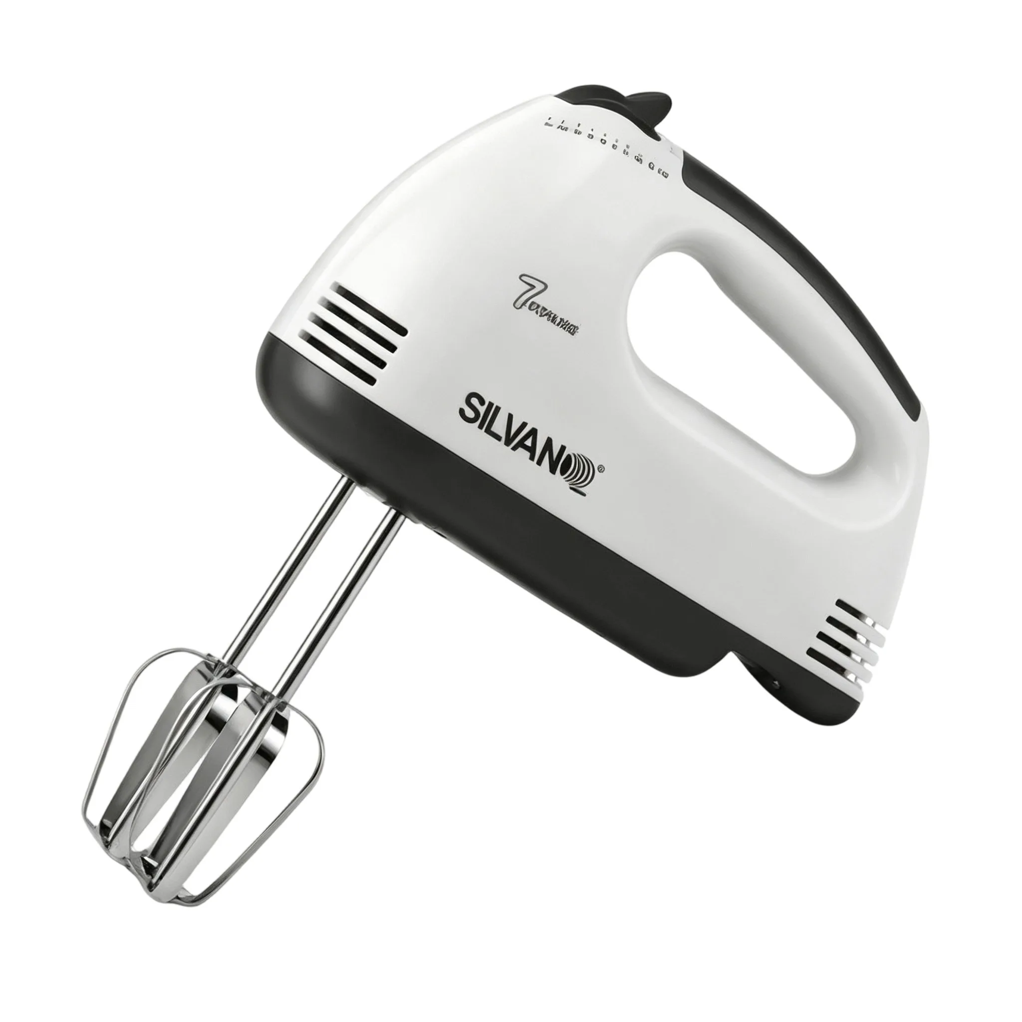 Batteur électrique Silvano 200W avec 7 vitesses réglables, mélangeur à pâte en acier inoxydable pour la pâtisserie, mélangeur ergonomique pour les blancs d'œufs et les pâtes, 7x18x25cm
