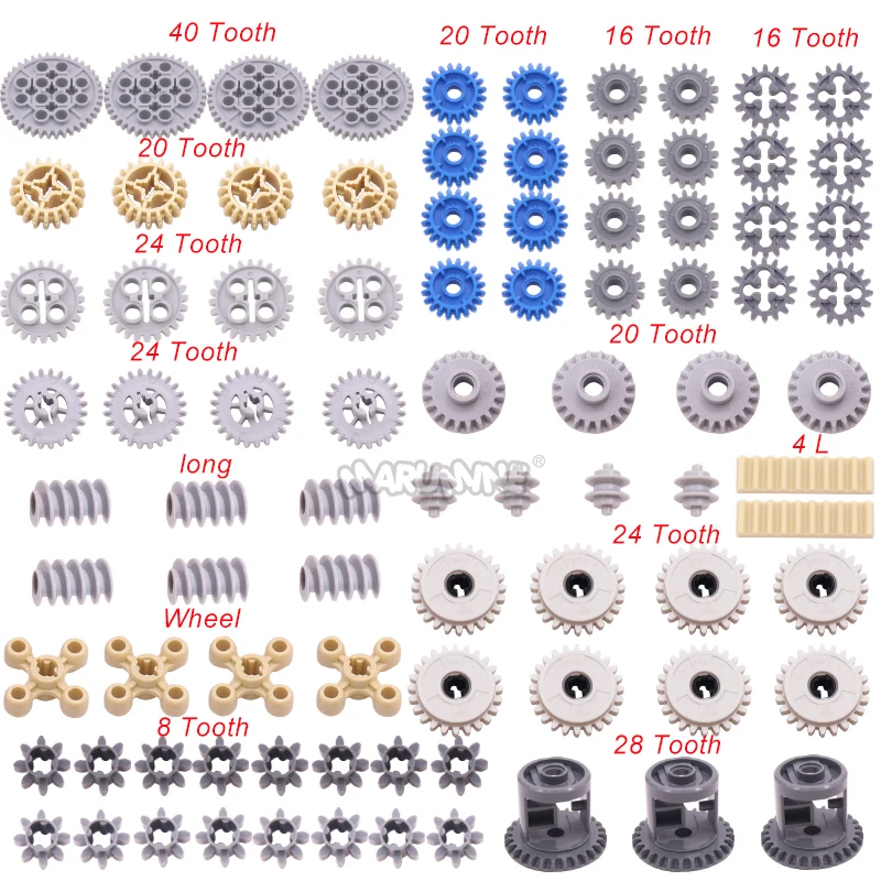 Marumine Block Technology Brick Parts MOC Gear Pin Axle Link Turntable 50163 3649 32072 3647 4019 62821 Acessórios de modelagem Toy