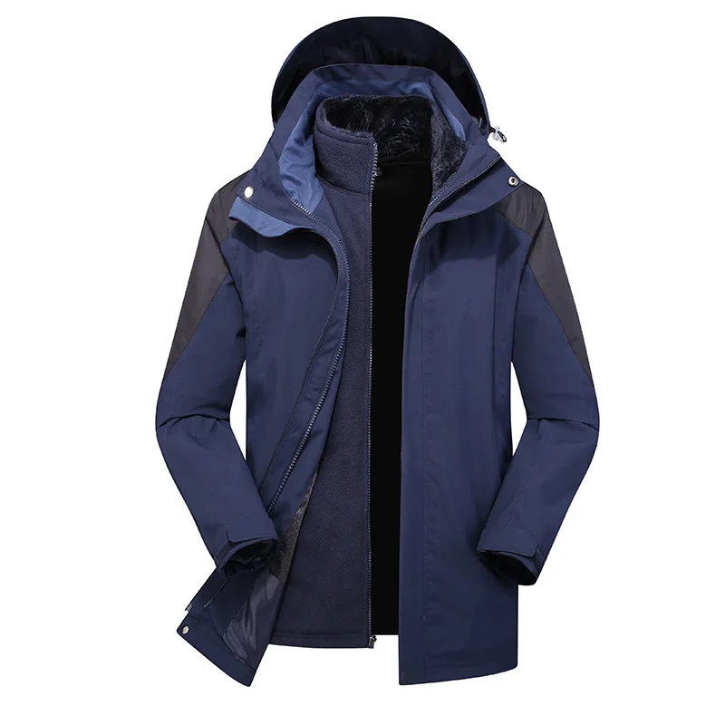

Мужская спортивная куртка 3 в 1, осенне-зимняя плюшевая теплая куртка с внутренней подкладкой, модная верхняя одежда для альпинизма и катания на лыжах