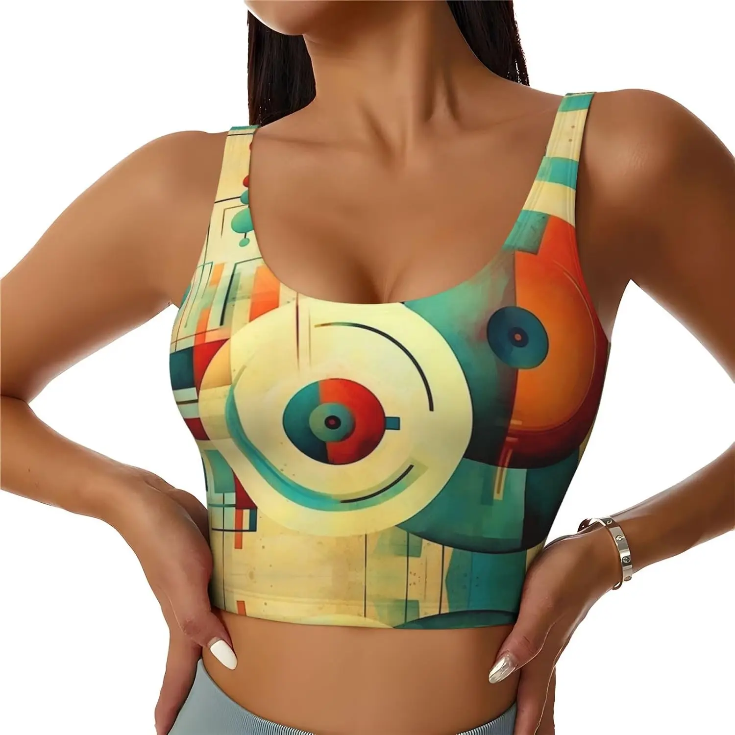 Sports Bras for Women U-Back Yoga Bra The Golden Ratio Print Low Impact With Removable Pads Light Support Workout