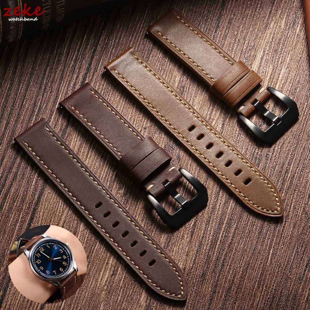18/20/22/24/26mm bracelet de montre véritable rétro bracelet de montre en cuir de veau pour Seiko pour Omega Bund sangles hommes femmes Sport Bracelets ceinture