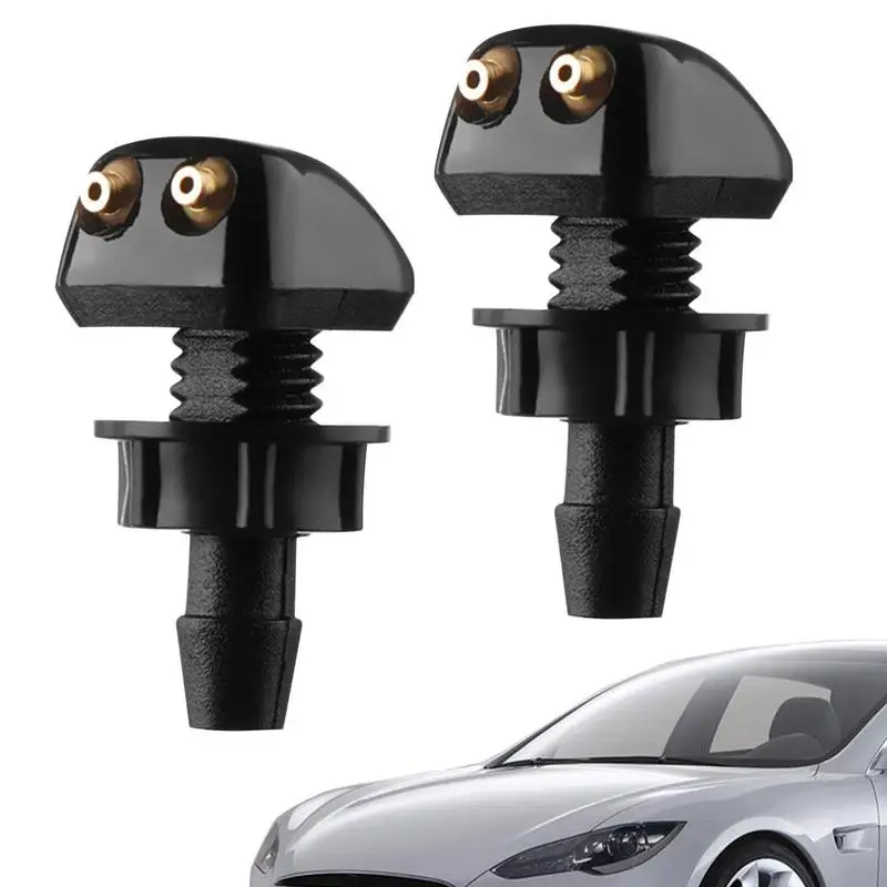 New 2Pcs Universal Front Windshield Washer Wiper Nozzle Sprayer Sprinkler Water Spout Outlet Car Auto Replacement Accessories