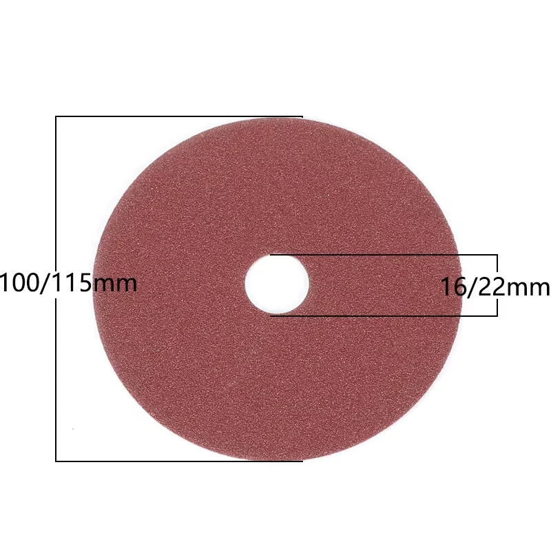 100x16mm/115x22mm Hard Fiber Sandpaper Abrasive Sanding Disc for Wood Furniture Hardware Grinding 24/36/40/50/60/80/100/120 Grit