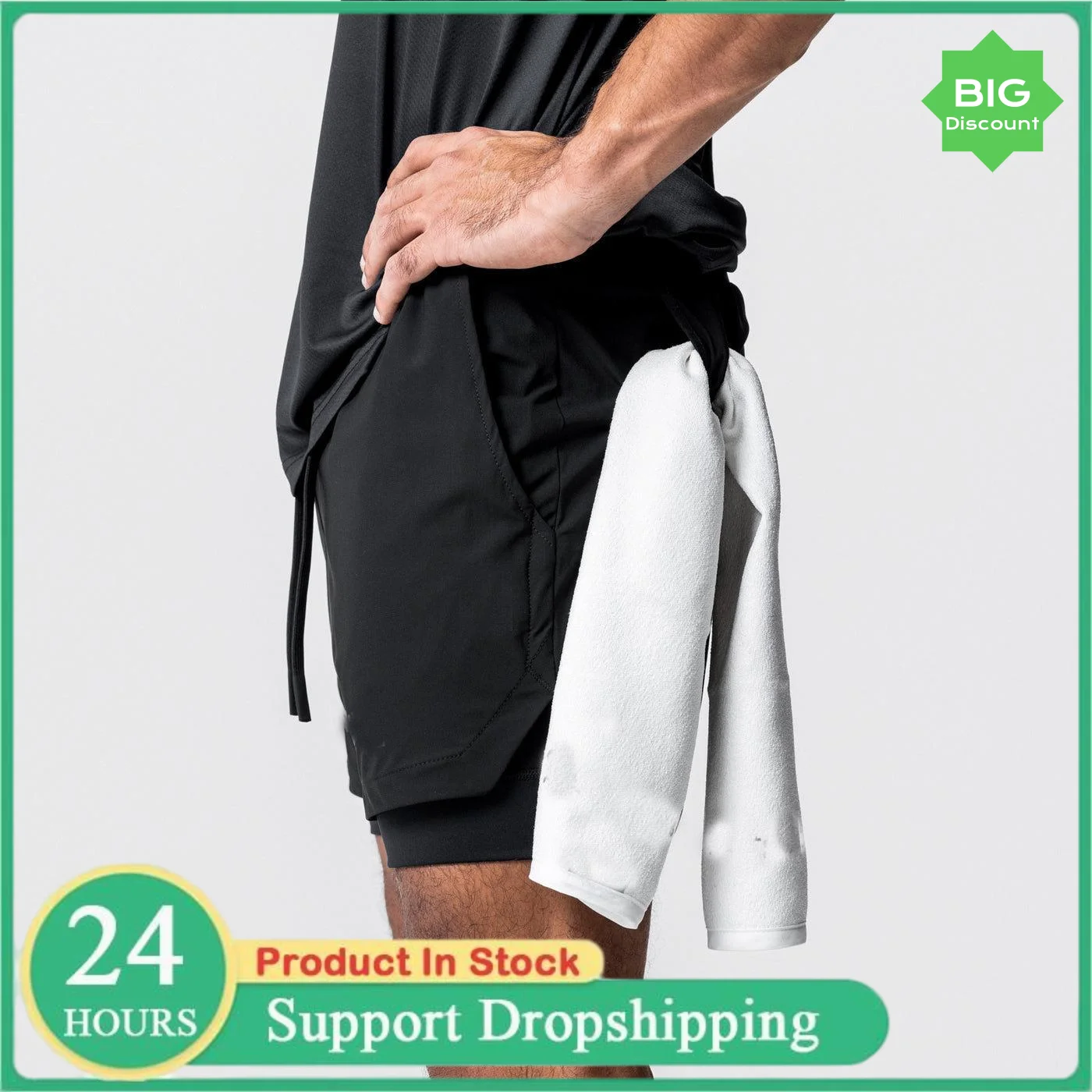 

New Running Shorts Men Summer Fitness Training Running Sports Double-deck 2 in 1 Breathable Quick Drying Sports basketball Pants