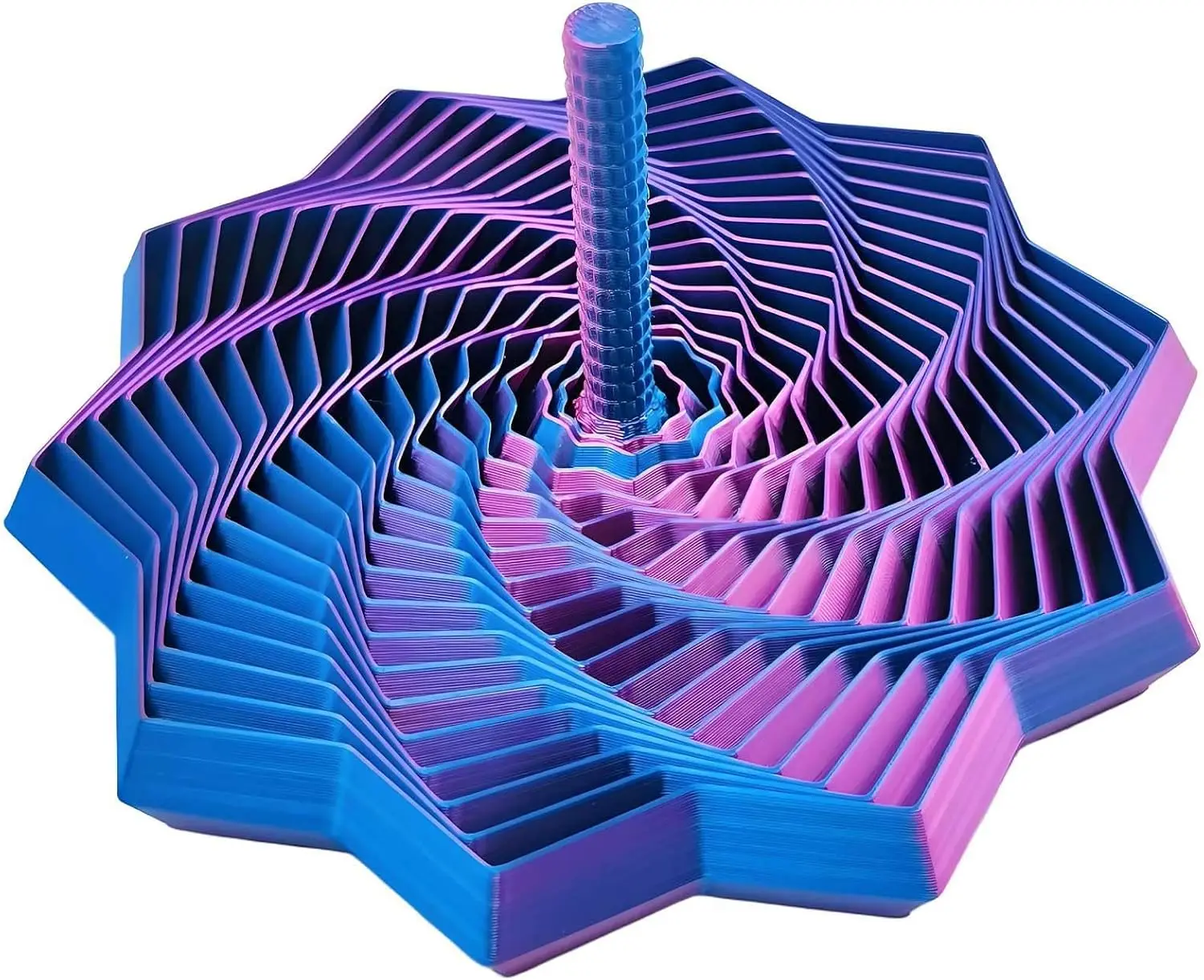 Stella sensoriale espandata stampata in 3D, maniglie facili da impugnare, girandola esagonale a spirale vorticosa per stress (rosso e blu, 4,64 pollici)
