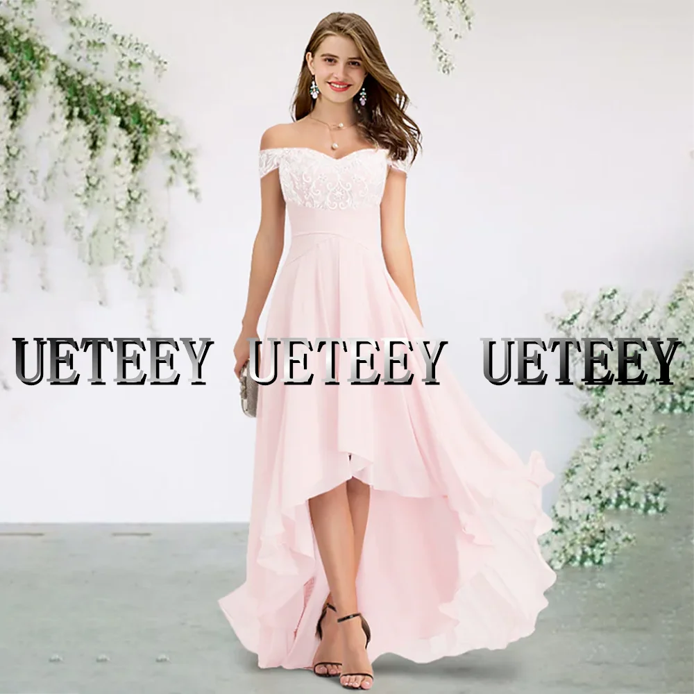 UETEEY-Robe de Demoiselle d'Honneur Rose Blush Personnalisée, à Manches Courtes, en Mousseline de Soie, Haut Bas, ixde Mariage, Quel que soit B, 2022