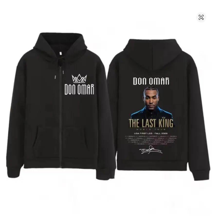 Rapper Don Omar The Last King Tour 2026 Zipper Sweatshirt Long Sleeve Women Men Hoodie Jacket Harajuku Streetwear Y2K Clothes