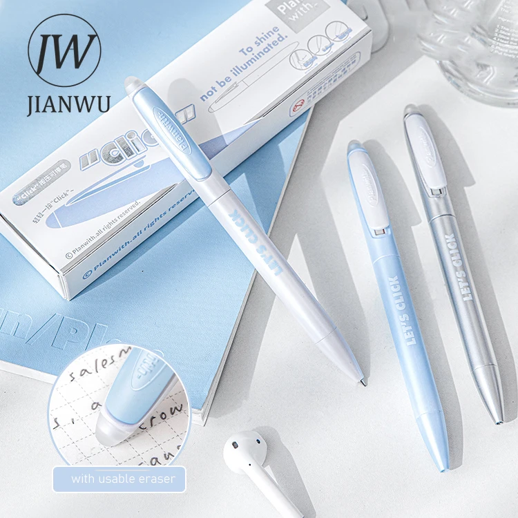 JIANWU Multifunctional Press Erasable Gel Pen 0.5mm Black Write Smoothly Creative DIY Student Supplies Stationery
