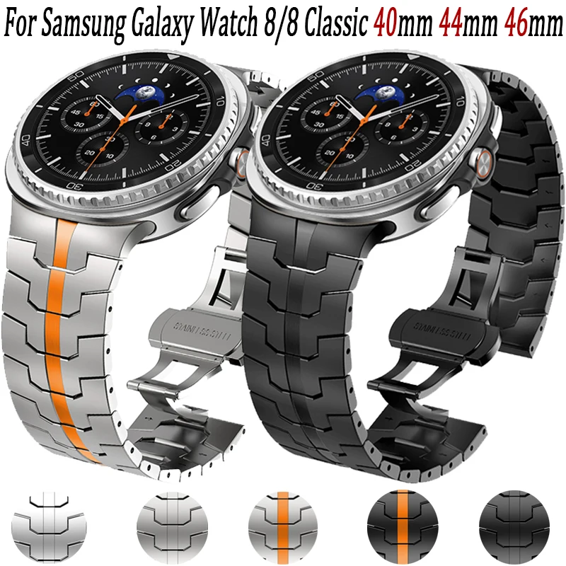 حزام معدني من الفولاذ المقاوم للصدأ لساعة سامسونج جالاكسي 8/8 كلاسيكي 40 مللي متر 44 مللي متر 46 مللي متر سوار لساعة جالاكسي 8 حزام كلاسيكي