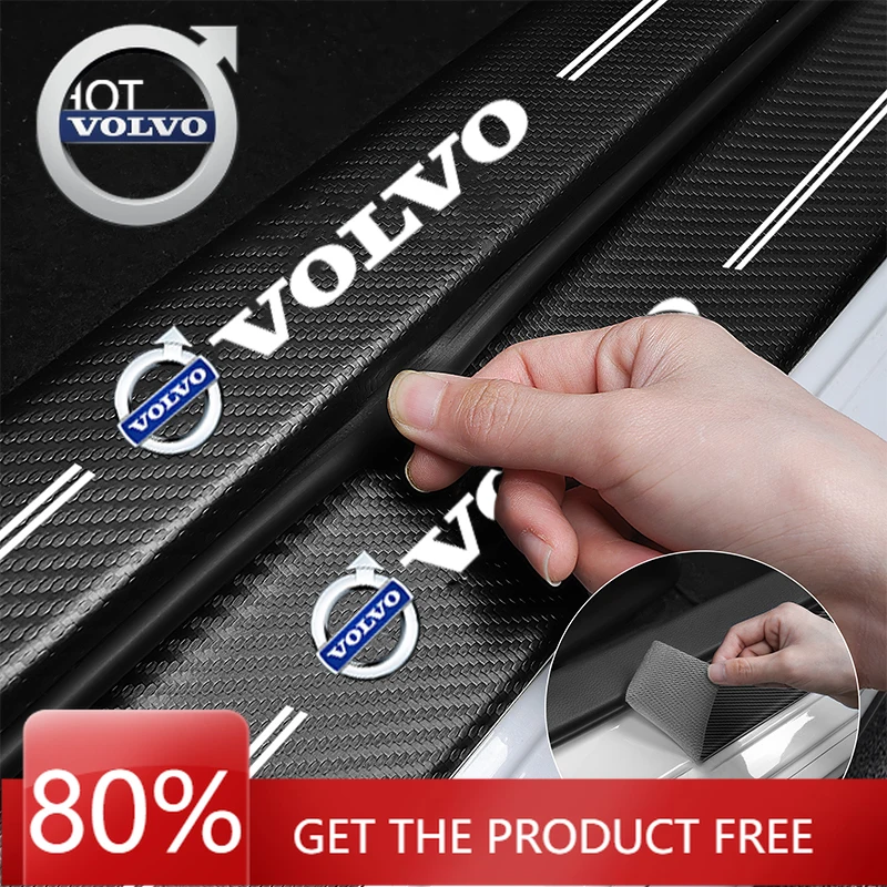 

Эмблемы 2026 Новые для Volvo 5 шт. наклейки на порог с логотипом автомобиля, защита порога, защита от царапин для Volvo XC90 V90 V60 XC60 V40 S80