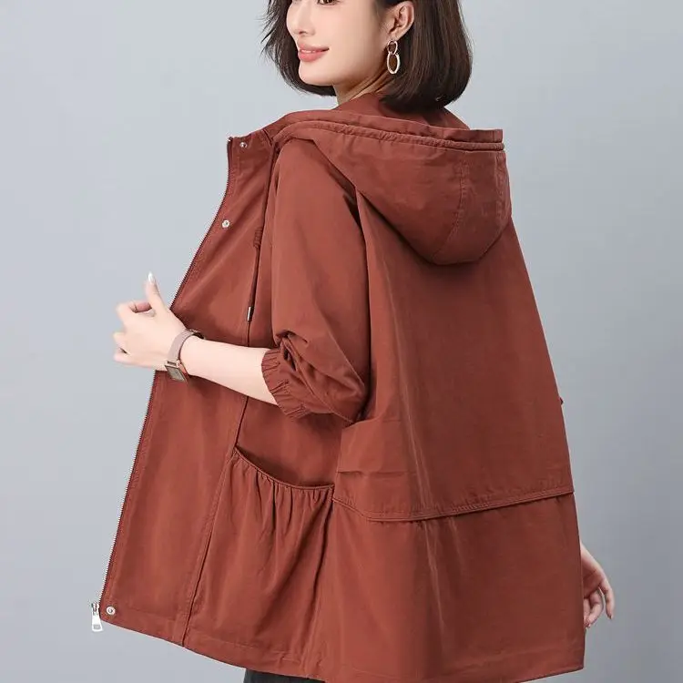 

High Neck Cropped Trench Coat Raincoats Women Double-Layer Slant Good-Looking Gentle Sweet Invierno Shirring Chicly Best-Selling