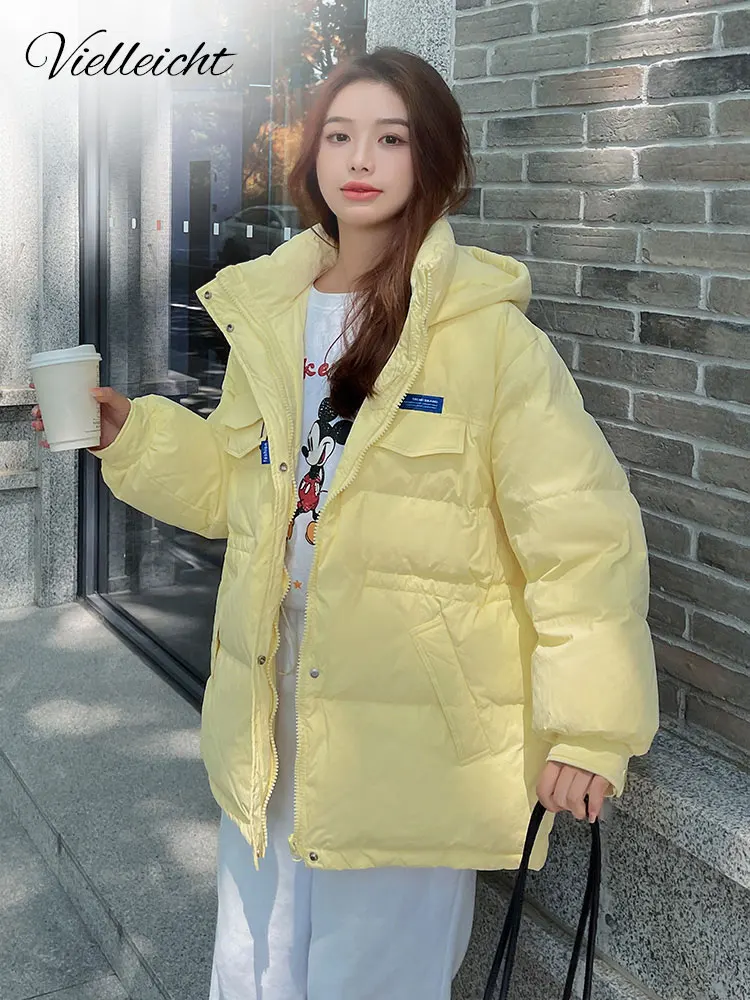 Vielleicht 2022ฤดูหนาวใหม่ลงฝ้ายแจ็คเก็ตผู้หญิงเสื้อผ้าสั้น Parkas Slim Hooded ฤดูหนาวเสื้อสีฟ้าหญิงเสื้อกันหนาว