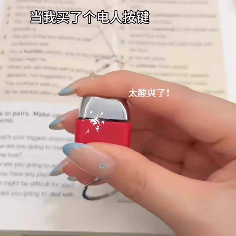 

Electric Shock Button Funny Keychain Pendant Prank Toy Halloween Gift for Men Women Practical Jokes Electric Toys Random Color