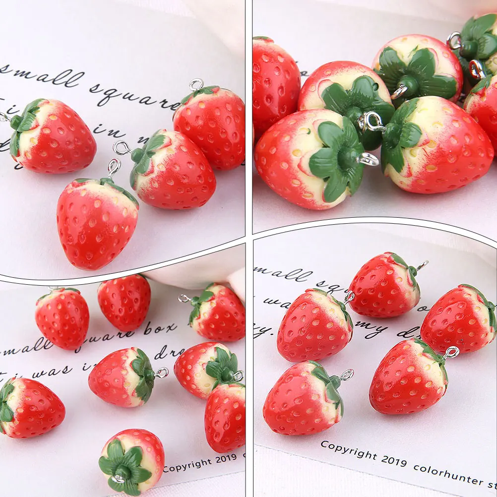 

10 Pcs Strawberry Keychain Handmade Craft Accessory Charms DIY Accessories Fruit Car