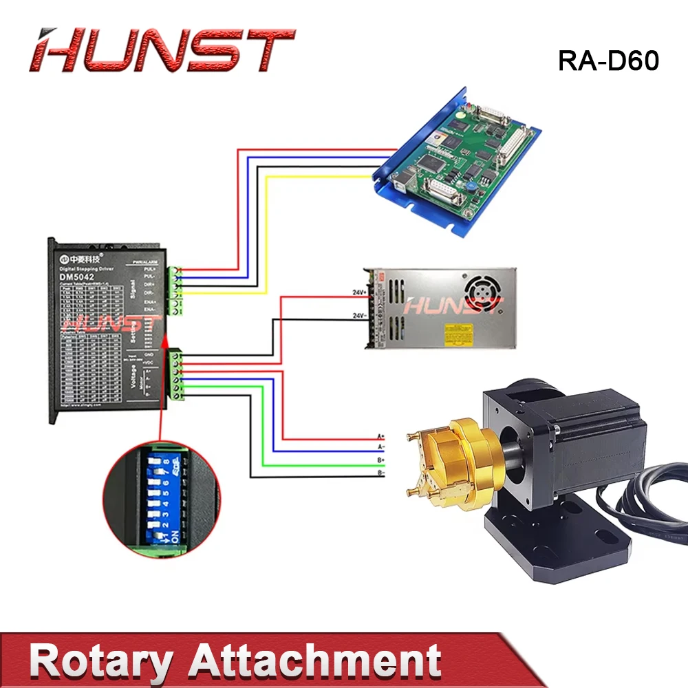 Hunst D69 D60 Laser Marking Machine Rotary Axis Chuck for Ring Bracelet Jewelry Engraving Auto Lock Rotary Attachment