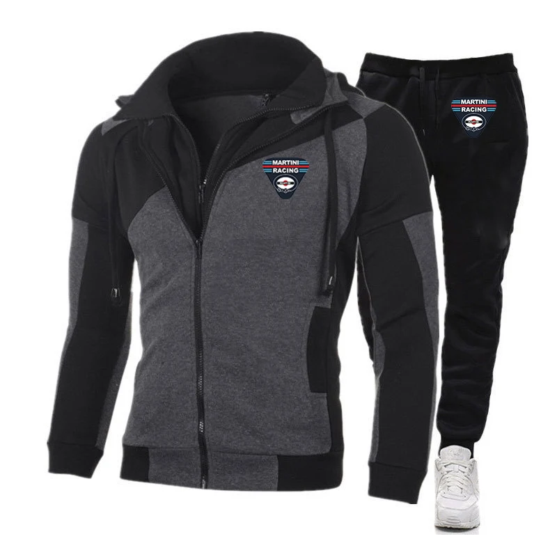 Martini Racing 2024 Herren Frühling und Herbst neue farblich passende Hoodie Trainings anzug Sport Casual Tops Hosen Reiß verschluss Anzug