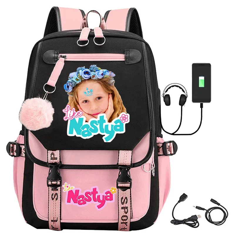 

Multifunctional Teenager Laptop Backpack Like Nastya Print School Bags High Quality Student Backpacks Boy Girl Fashion Schoolbag