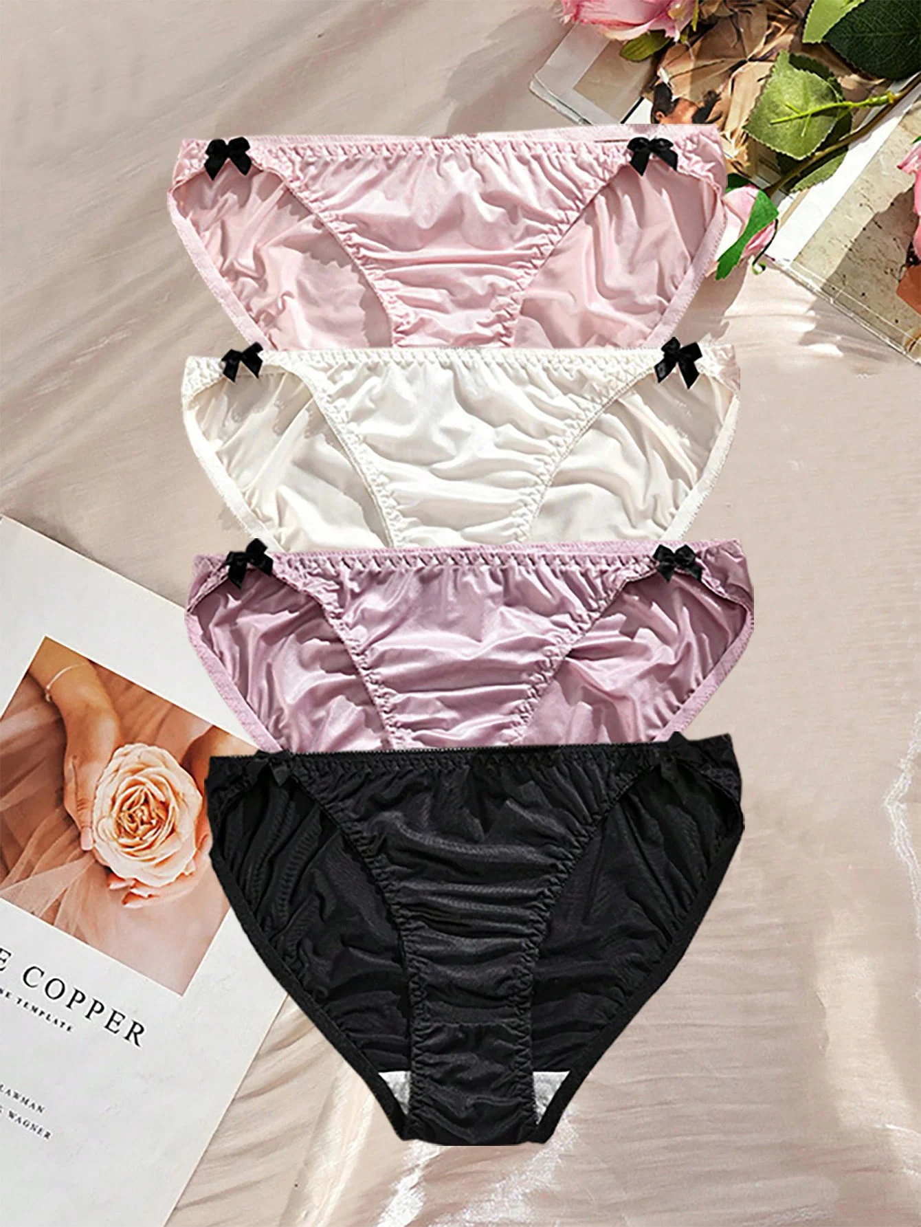 cute butterfly ice silk seamless mid-waist women's briefs for sports, yoga and daily home use