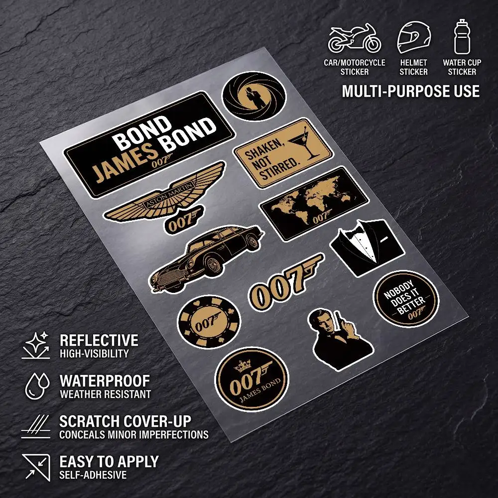 007 Universal Multi-Purpose Reflective Waterproof Stickers Scratch Conceal For Auto Bike Helmet Mug Fridge Decoration