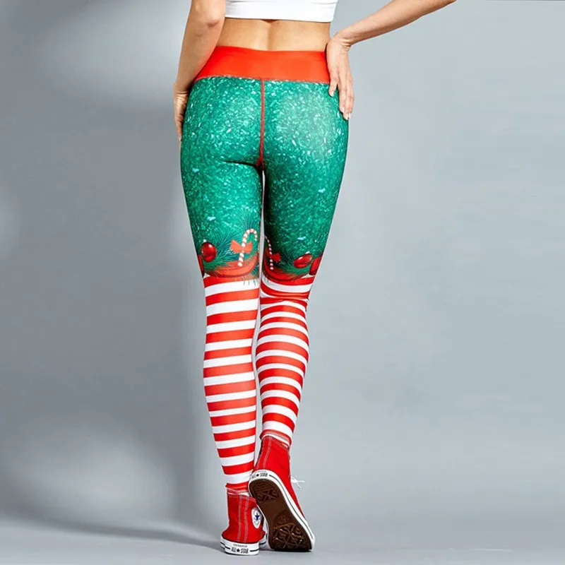 Leggings con estampado navideño de cintura alta para mujer, pantalones deportivos ajustados para Fitness, Yoga, pantalones elásticos de entrenamiento, pantalones sexys para mujer