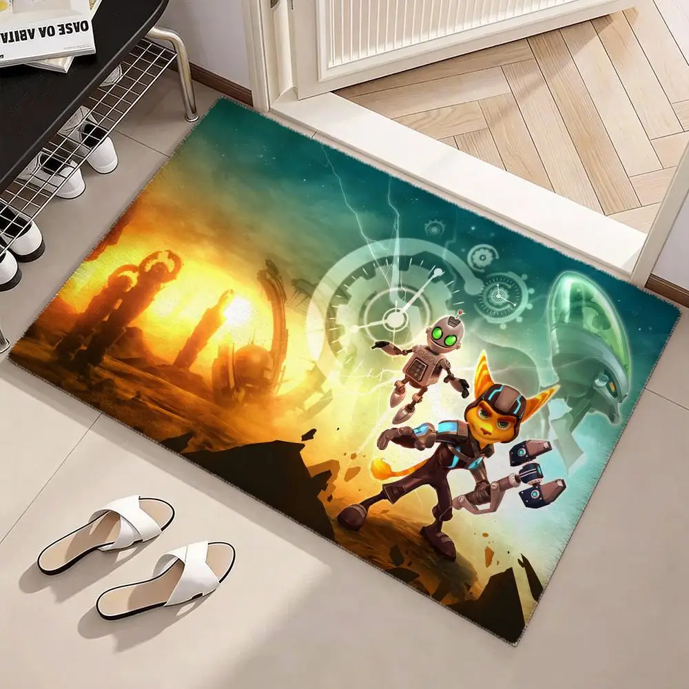 Shooter Game R-ratchet and C-clank Floor Mat Soft Flannel Non-Slip Door Mat - Thickened Rug for Living Room Home Decor