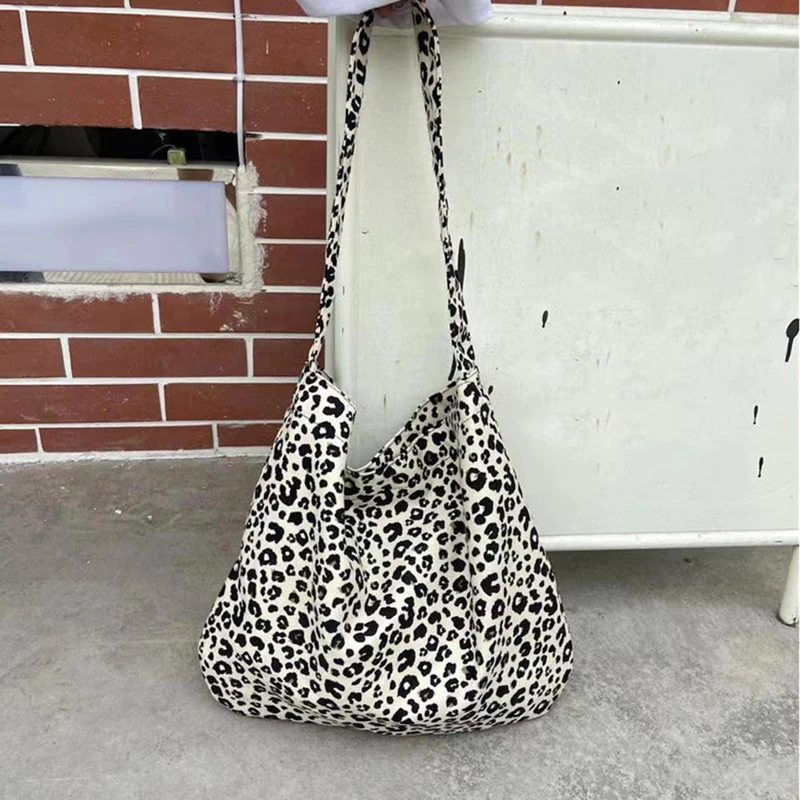 Modern Leopard Print Messenger Bag Single Shoulder Canvas Bag for Female Student Diagonal Large Capacity Straddle Bag