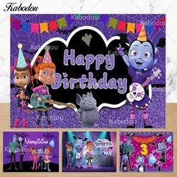 Cartoon Vampirina Photo Backdrop Girls Birthday Teeth Girl Halloween Concert Party Photography Background Decor Props