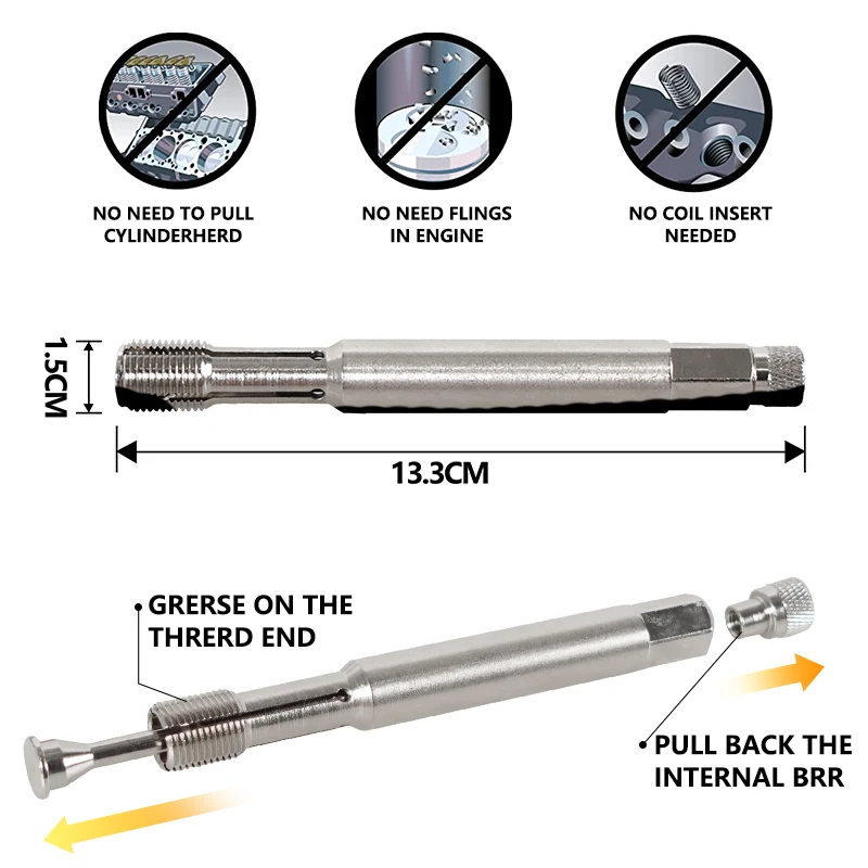 14mm Back Tap Thread Repair Tool 640811 For Spark Plug Fouled Threads Tapping Tool XLB-1070