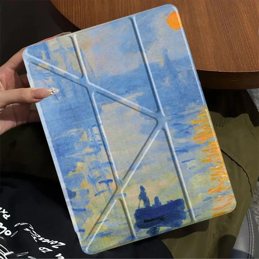 

Чехол для планшета с дизайном в стиле масляной живописи для iPad Pro 11-го, 10-го, 9-го, 8-го, 7-го поколений, 12.9 дюймов, Air 4, 5, M3, M2, 1, 2, M4, 11 дюймов, Mini 6, 7, Pro