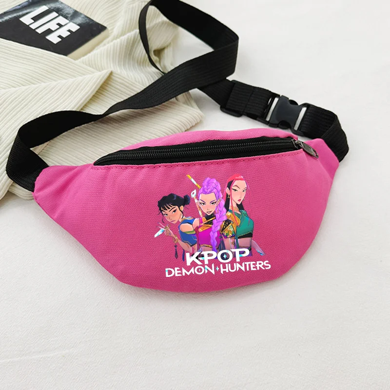 

KPop Demon Hunters Waist Bag Girls Cute Oxford Waterproof Pockets Mobile Phone Package Portable Sport Women Trend Chest Bag Gift