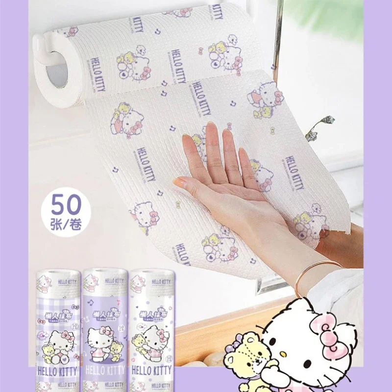 Sanrio Hello Kitty Disposable Rags Anime Thickened Dishcloths Rag Home Kitchen Cleaning Cloths Absorbent Towels Car Clean Wipes