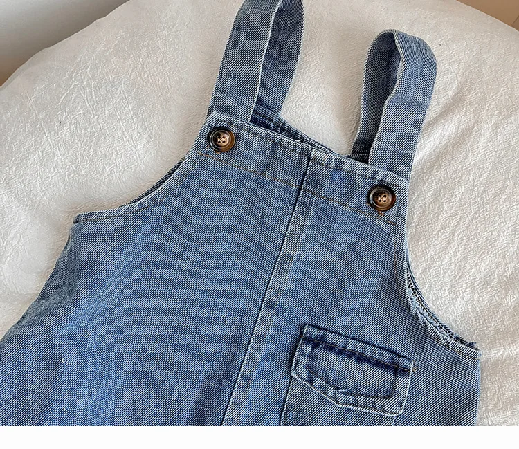 2024 Autumn New Baby Sleeveless Denim Jumpsuit Newborn Toddler Cute Pocket Romper Infant Girl Casual Overalls Kids Clothes