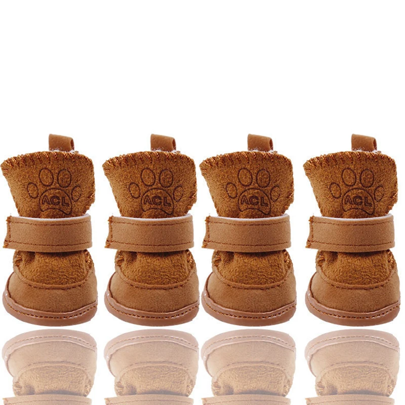 4 Stks/set Honden Schoenen Winter Warme Schoenen Voor Kleine Middelgrote Honden Anti-Slip Puppy Regenlaarzen Schoenen Kat Hond Wandelen Sneakers